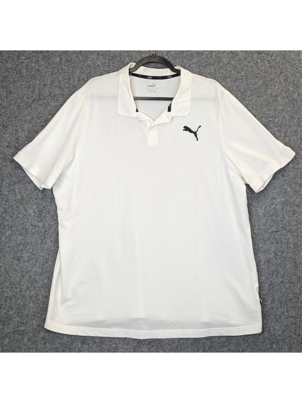 Puma Mens Polo Shirt XXL White Black Logo Short Sleeve Lightweight